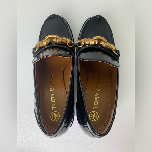 Tory Burch Jessa Black 90s Chunky Style Horse Bit Equestrian Loafer Pumps SZ 8 - Picture 7 of 11